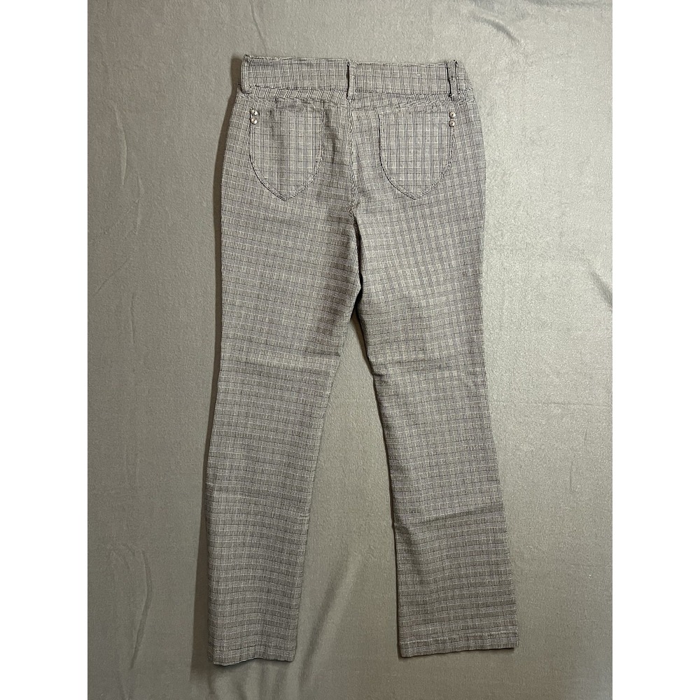 Sabrina Lauren Women's Size 12 Plaid Flare Pants Stretch Rayon Blend Gray Black - Picture 9 of 10